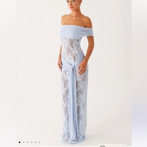Peppermayo Light Blue Lace Maxi Dress